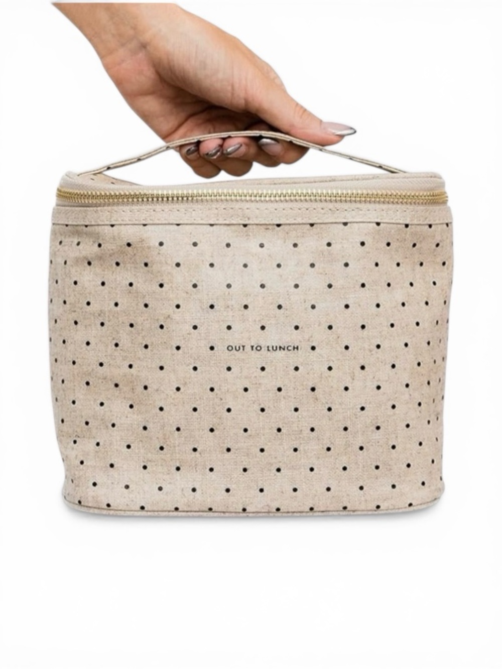 🎉HP🎉 Kate Spade Coated‑Linen “Out to Lunch” Polka Dot Insulated Lunch Bag – NWOT - Picture 7 of 12